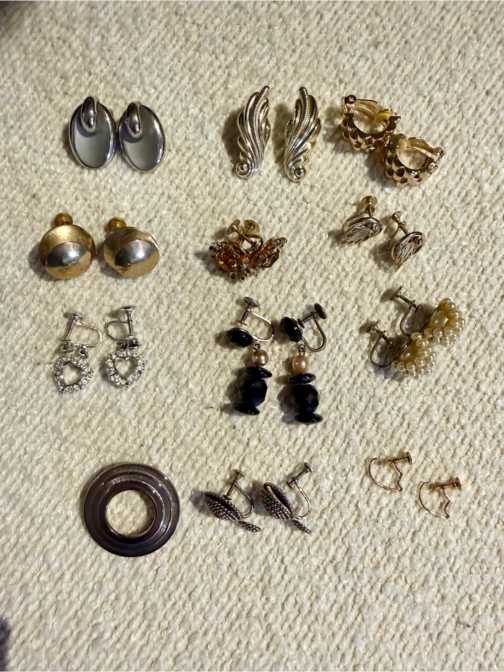 Vintage Earring Lot and Scarf Clip